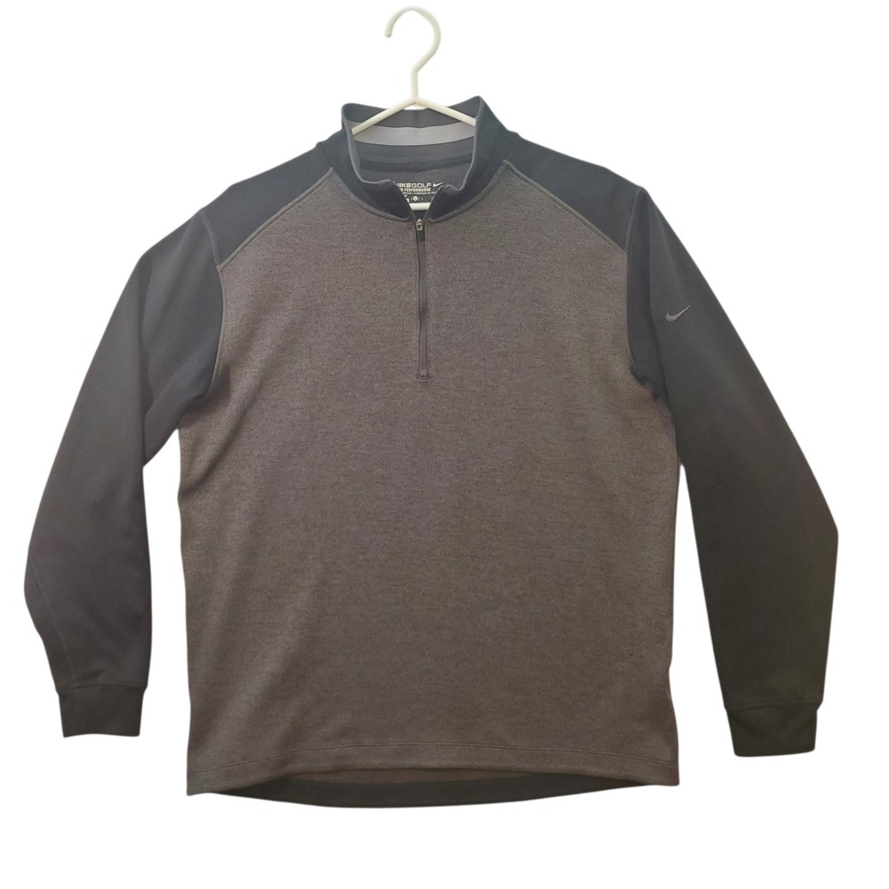 Nike Golf Tour Performance Mens L Dri-FIT 1/4 Zip Pullover Gray Black Mock Neck